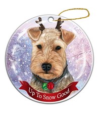 Holiday Pet Gifts Welsh Terrier Blue/Tan Porcelain Christmas Ornament