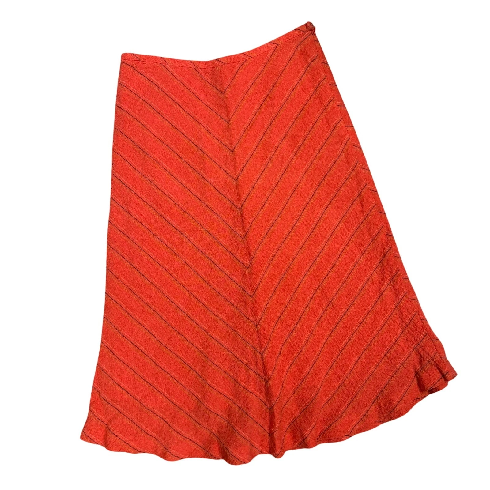 J Crew A Line Midi Skirt Striped Chevron Pink 0 Flared Linen Blend