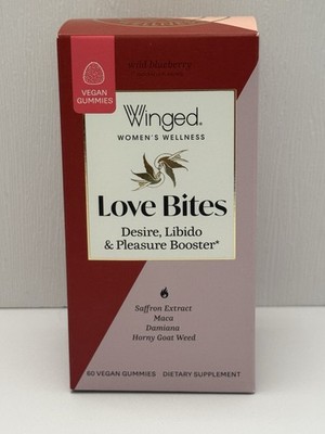 Winged Wellness Love Bites Desire & Libido Gummies Wild Blueberry 08/2027