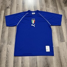 Vintage Puma Italy National Team Soccer Jersey Blue L Azzurri Training Shirt Y2K