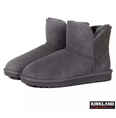 Kirkland Signature Damenstiefel aus überbackenem Lammfell in Grau UK 6