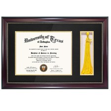 11x17 Mahogany Diploma Frame with Tassel Holder for 8.5x11 Certificate Docume...