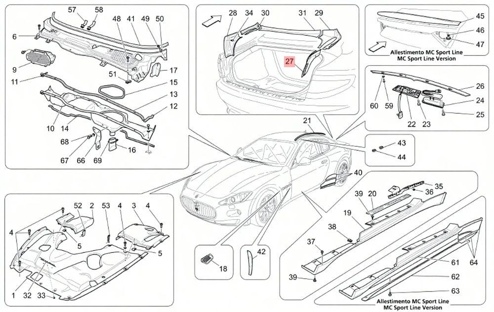 Maserati GranTurismo 2016-2019 Rear Right Trim cover