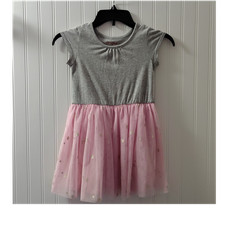 Cat  Jack Girls Fit  Flare Gray Pink Tutu Dress 5T Polka Dot Glitter