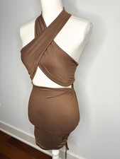 Womens Wrap Top Dress | Brown