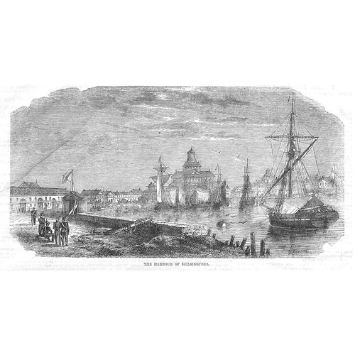 HELSINGFORS The Harbour - Antique Print 1854