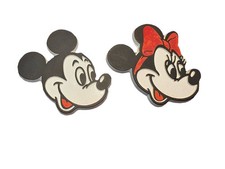 Vtg Disney Mickey & Minnie Mouse Rubber Fridge Magnets - Set Of 2 Made in USA