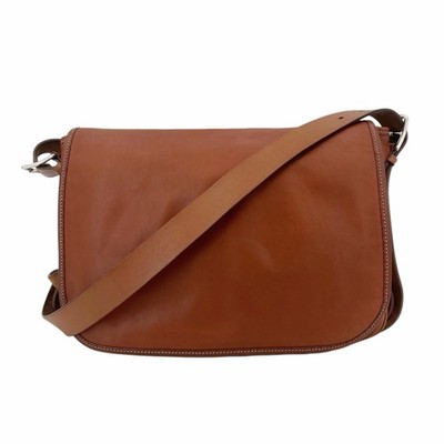 HERMES Barda Normal Brown Saddle Leather Crossbody Messenger Bag US Ship