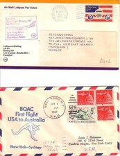 ENVELOPPE.TIMBRE.ETATS UNIS.PAR AVION.1977.1967.PREMIER VOL .