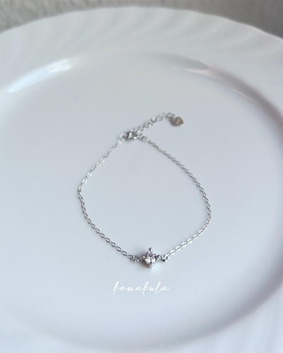 Solitärarmband mit kleiner Zirkonia Stein, 925er Sterlingsilber Armkette - Bild 4 von 7
