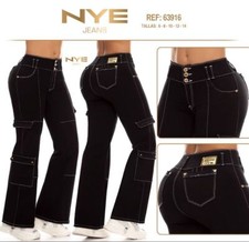 NYE JEANS COLOMBIANOS, Women Butt Lifter Fashion Boot Cut Push UP Jeans 63916