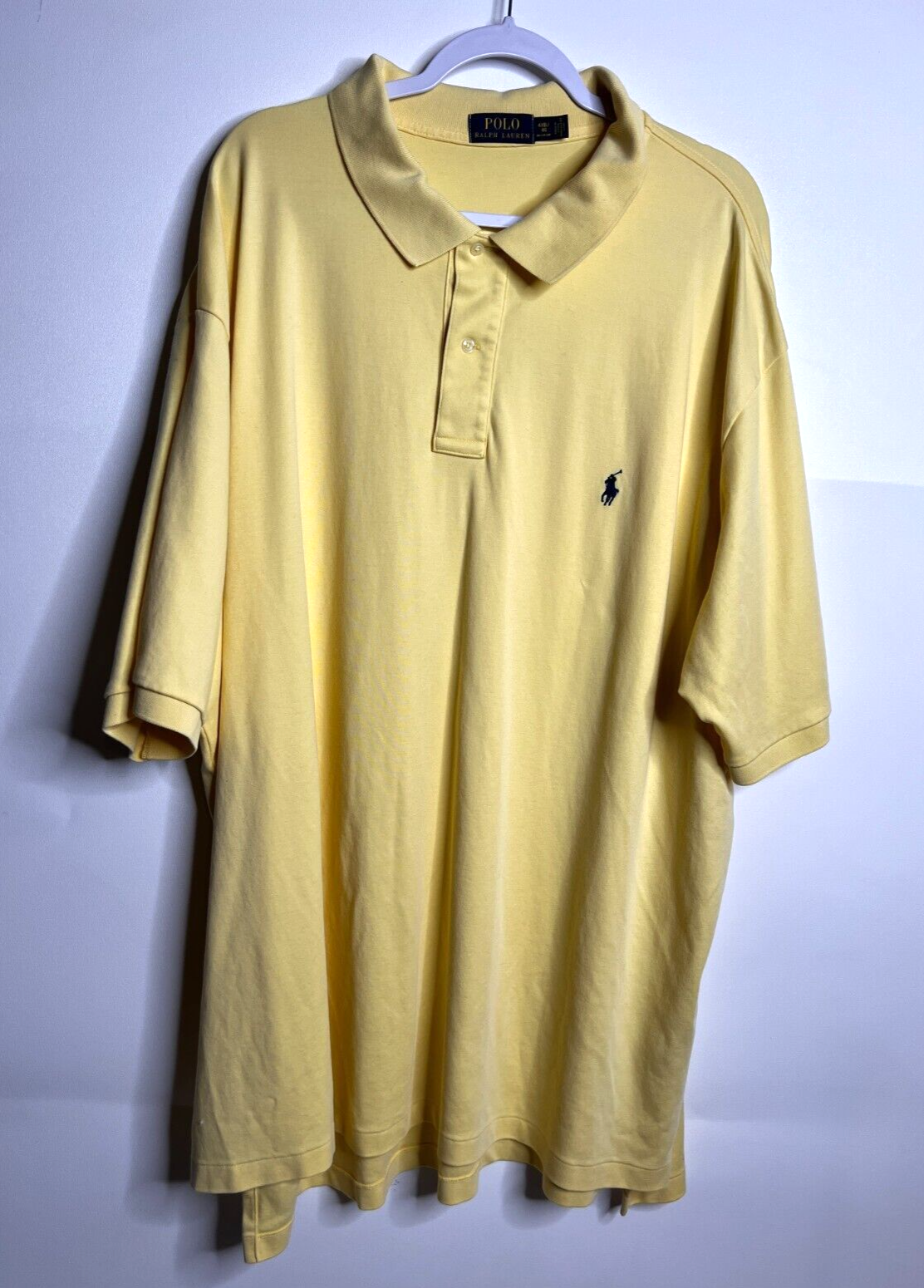 Polo Ralph Lauren Camicia Uomo 4X Grande Giallo Manica Corta Logo Pony 4XB
