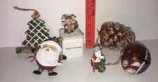 Lot of 6 Assorted Christmas Ornaments & Decor ~ Santa, Snowman,Angel,Jingle Bell
