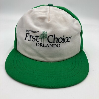 Vintage Weyerhaeuser First Choice Orlando Trucker Hat Cap Green Snap Back