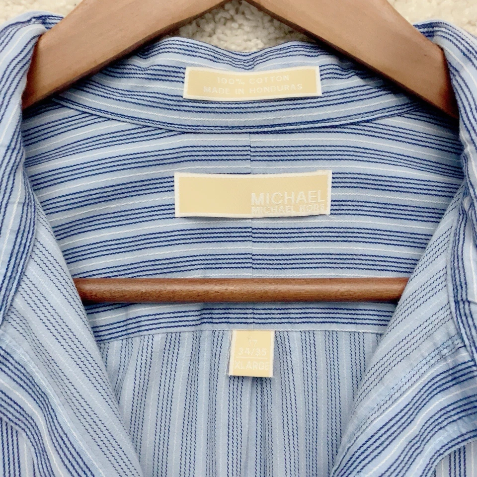 Camisa MICHAEL KORS Azul Rayas Manga Larga Abotonada XL Extra Grande 34/35 Foto 4 de 4
