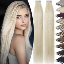 Seamless Tape In Hair Extensions Remy Human Hair Highlight Blonde Skin Wefts 20p