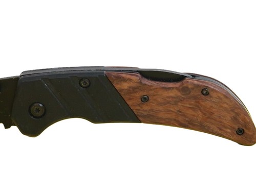 COLTELLO TASCABILE PIEGHEVOLE CON MANICO IN LEGNO HUSKY CON CLIP TASCABILE - Foto 3 di 7