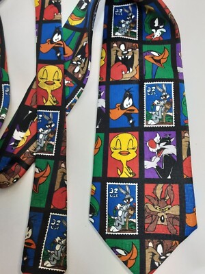 Looney Tunes Stamp Collection Tie 1997 Warner Bros Characters Necktie Tie