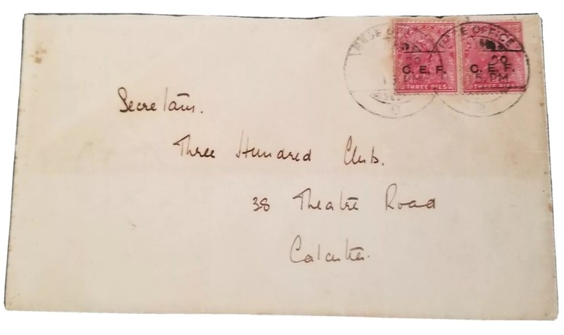 1900 India CEF China Expeditionary Force Cover Tientsin to Calcutta Overprint