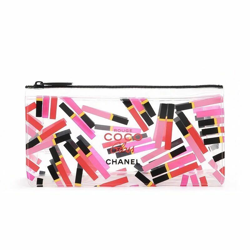 CHANEL Coco Rouge Gloss Clear see-through Makeup Cosmetic Bag / Pouch, New!