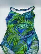 Vtg Cole of California One Piece Bathing Suit Sz 10 Ruched 1990s Tropical B62