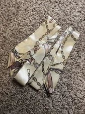 2 Satin Scarf Handbag Handle Protector Head Bandeau Wrist Wrap Tie Beige Ivory