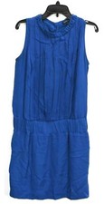 Banana Republic Womens Blue Sleeveless Button Front Silk Casual Blouson Dress 0