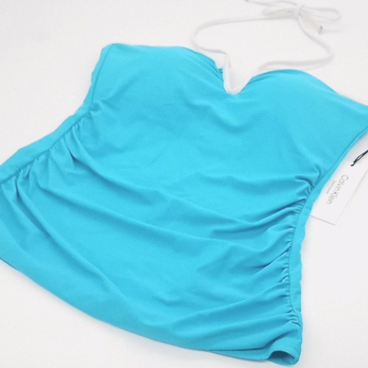 Calvin‎ Klein Tankini Top Womens XL V-Wire Bandeau Halter Tropical - Main Image