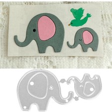 2pcs Cute Elephants Metal Cutting Die Cuts, 2pcs Cute Elephants Embossing Ste...
