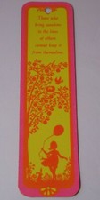 Old Vintage 1970s Hallmark Leather Bookmark COLORFUL Girl Rabbit Flowers Bird