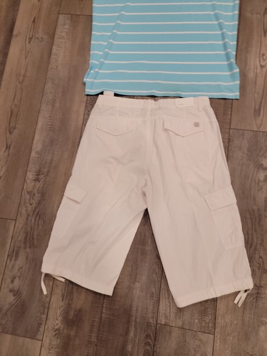 Ralph Lauren Camicia Uomo L Polo Blu Bianco Righe Preppy W Pantaloncini Bianchi 34 Nuova con etichette - Foto 11 di 17