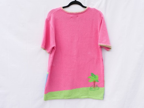 Beautiful Pink Sweater Top for Flamingo Lovers Quacker Factory Size L Vintage - Picture 3 of 6