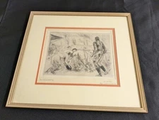 Vtg. original etching "La Melee".... Andre Du Noyer de Segonzac.