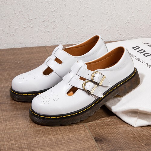 Zapatos planos de mujer con hebilla y correa Mary Janes Zapatos Oxford de cuero con punta redonda para dama - Imagen 4 de 27