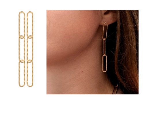 Orecchini Pendenti A Catena Lunga In Argento – Design Spirale Irregolare – Donna Elegante
