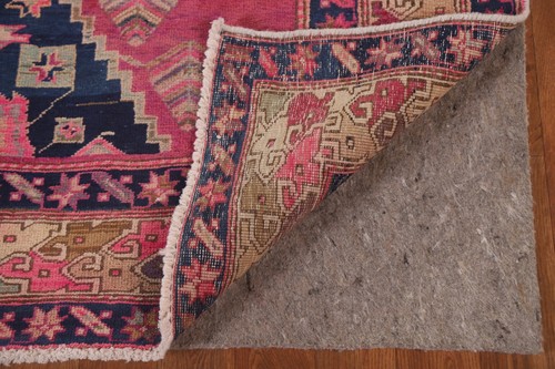 Tribal Geometric Pink Ardebil Semi-Antique Runner Rug 4'x10' Handmade Wool Rug - Picture 11 of 12