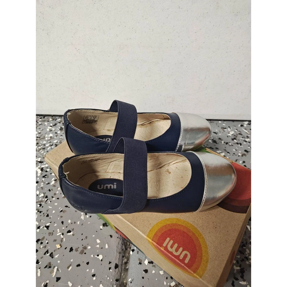 UMI Elaina Flats Mary Jane Blue Silver Toe Elastic Strap Ballet EU 27 US 11.5 - Image 4 of 4