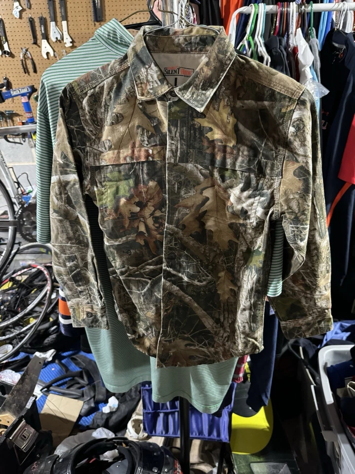 Redhead Silent-Hide Shirt Youth Size L Green Mossy Oak Camouflage Button Up - Image 2 of 4