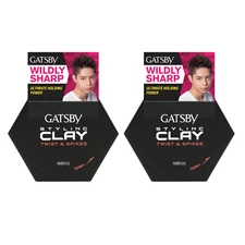 2 Packs of Gatsby Style Clay Twist & Spike  Wildly Sharp Holding Styling