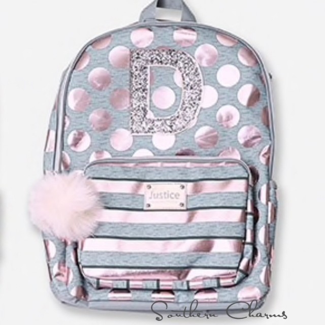 JUSTICE Foil Dot Initial D Backpack NWT eBay