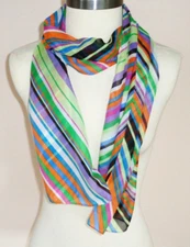 Cejon Green Pink Purple Blue & Yellow Stripe 61 x 13 inch Scarf