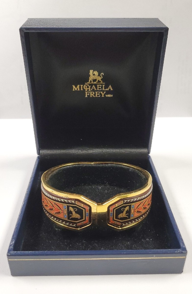 🌻 Michaela Frey Wien 24k Gold Plated Enamel Etruscan Style Clasp