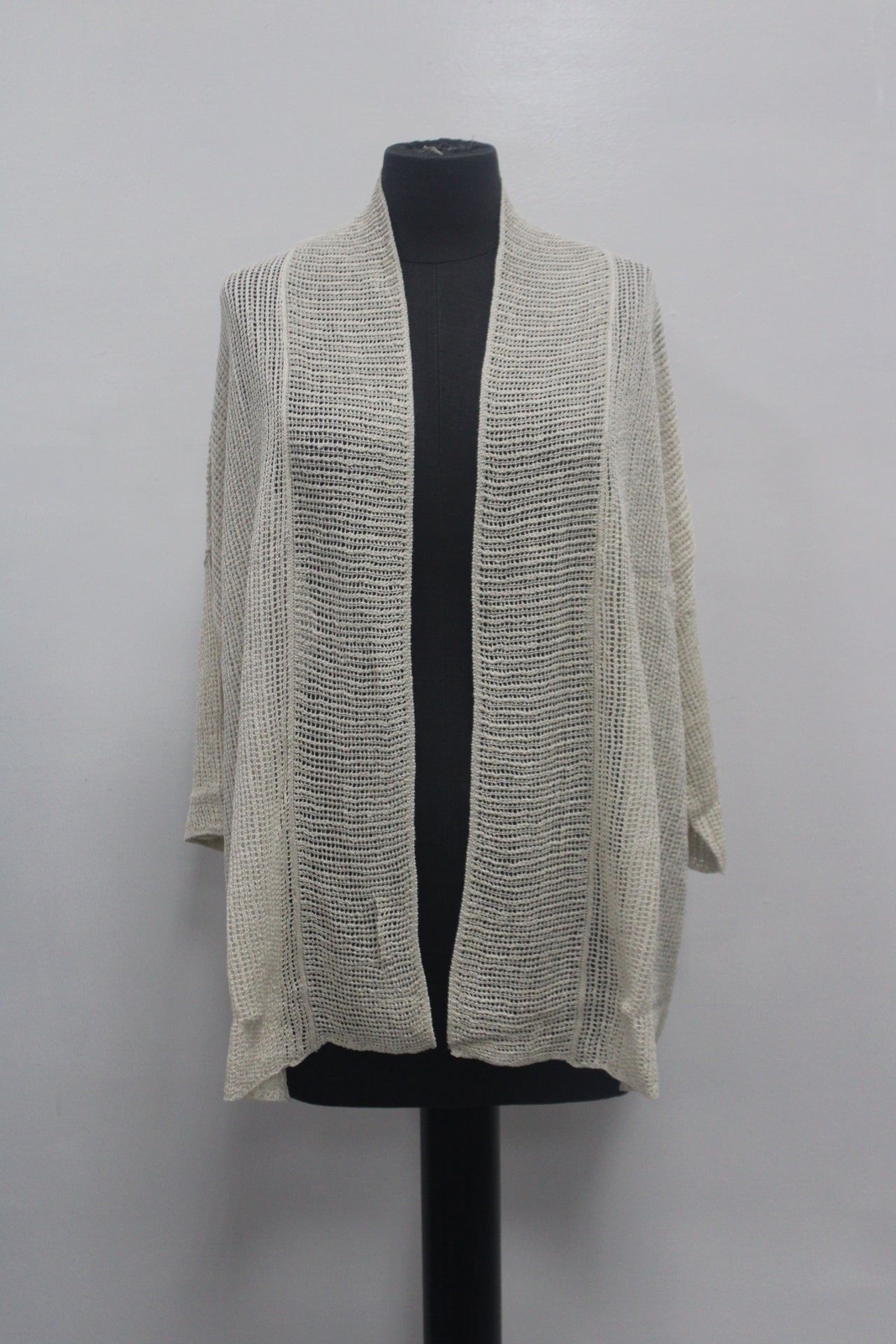 Alfani Open-Stitch Kimono Cardigan Polished Beige M