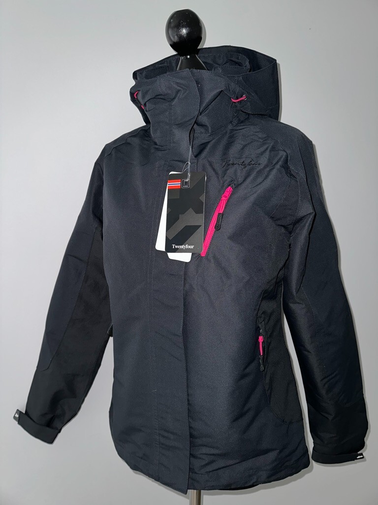 TWENTY FOUR 24 LADIES WATERPROOF JACKET HOOD CHARCOAL GREY ASFALT UK