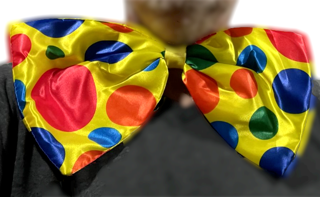Forum Jumbo Polka Dot Clown Bow Tie - Flexible Foam, Blue/Green/Red Dots On Yellow - View #8