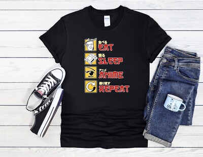 Eat Sleep Anime Repeat lustig cool Männer Frauen Unisex T-Shirt Hoodie Baseball 3829