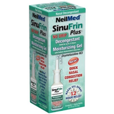 NeilMed SinuFrin Plus Nasal Gel Spray Decongestant Extra Moisturizing 0.5 fl oz
