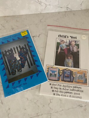 Pieceful Expressions Overall Bib & Child's Vest Applique Patterns - Lot of 2