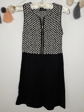Zara Knit 1/2 Zip Black & White Knit Sleeveless  Dress Size Small