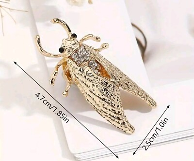 Alilang Abalone Shell Cicada Brooch Pin - Silvery Tone, Insect-Themed Jewelry For Women, Alloy With Rhinestone Eyes